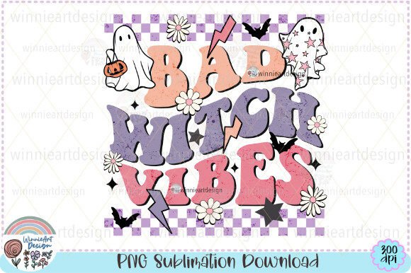 Bad Witch Vibes Halloween Retro Spooky